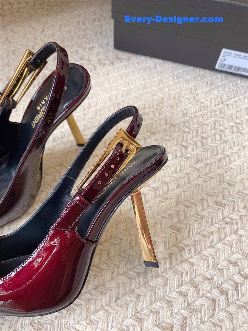 YSL catwalk style small square toe high heel sandals