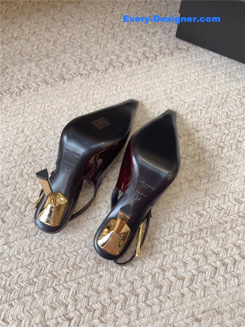 YSL catwalk style small square toe high heel sandals