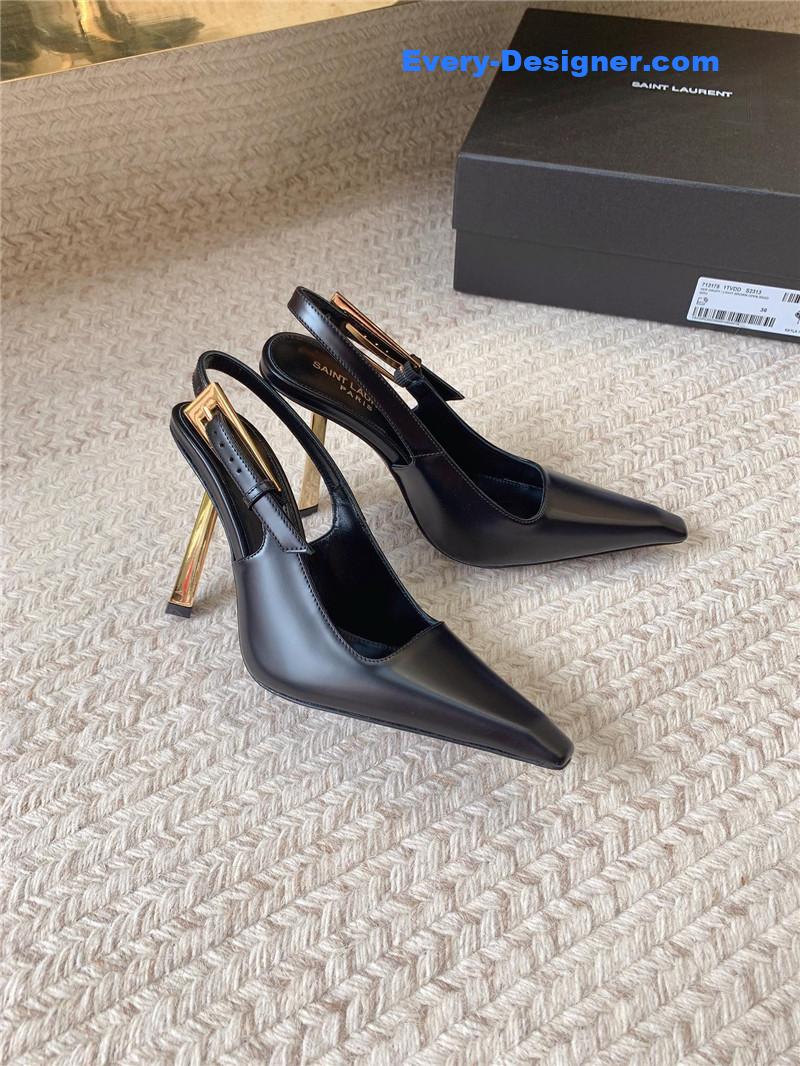 YSL catwalk style small square toe high heel sandals