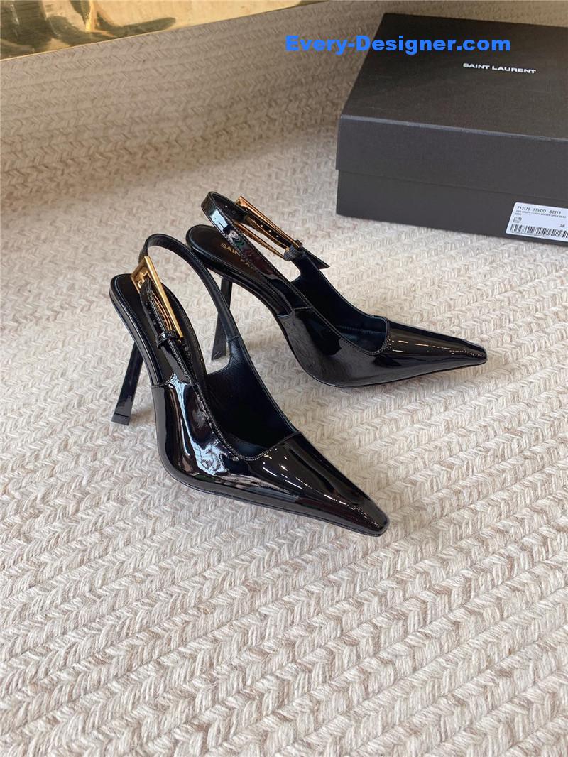YSL catwalk style small square toe high heel sandals