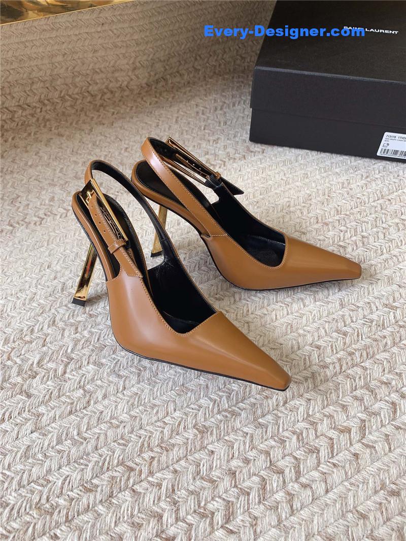 YSL catwalk style small square toe high heel sandals