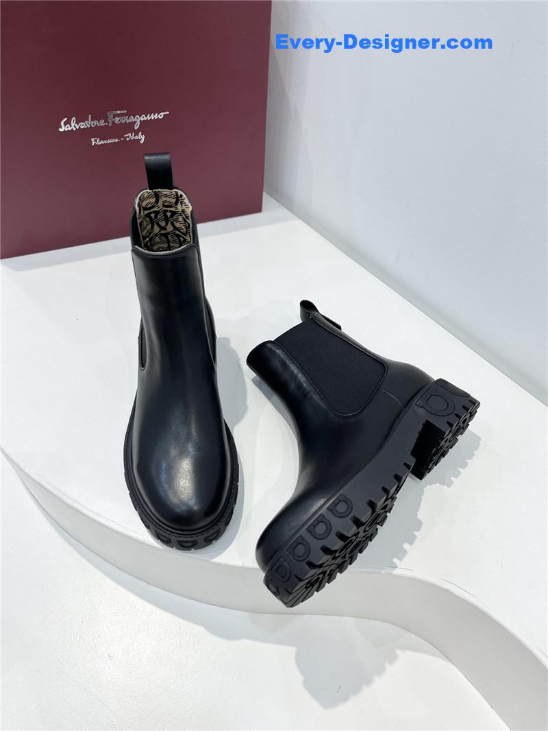 Salvatore Ferragamo Leather Chelsea Boots