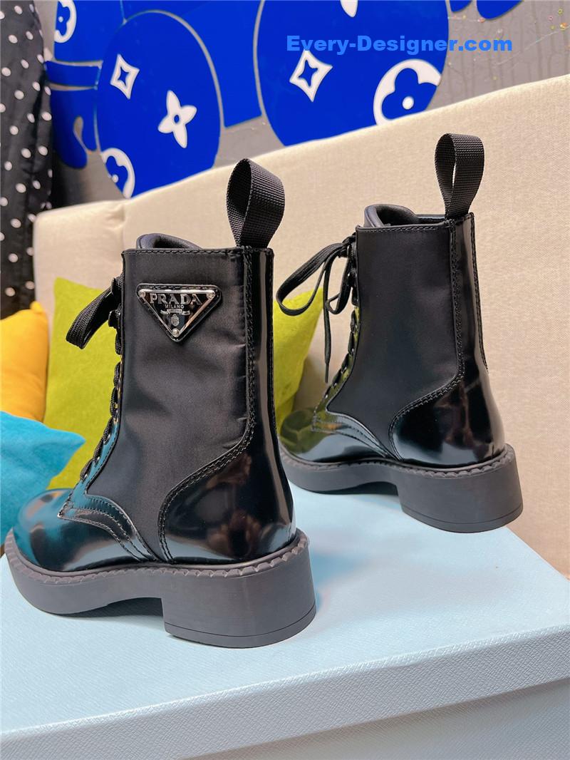 Pra*a triangle logo buckle thick-soled short boots