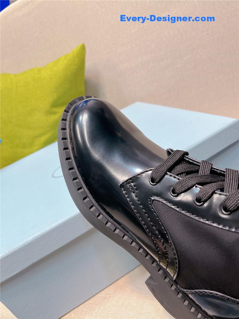 Pra*a triangle logo buckle thick-soled short boots