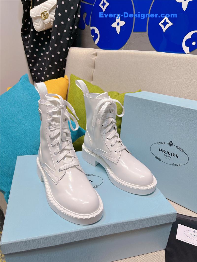 Pra*a triangle logo buckle thick-soled short boots