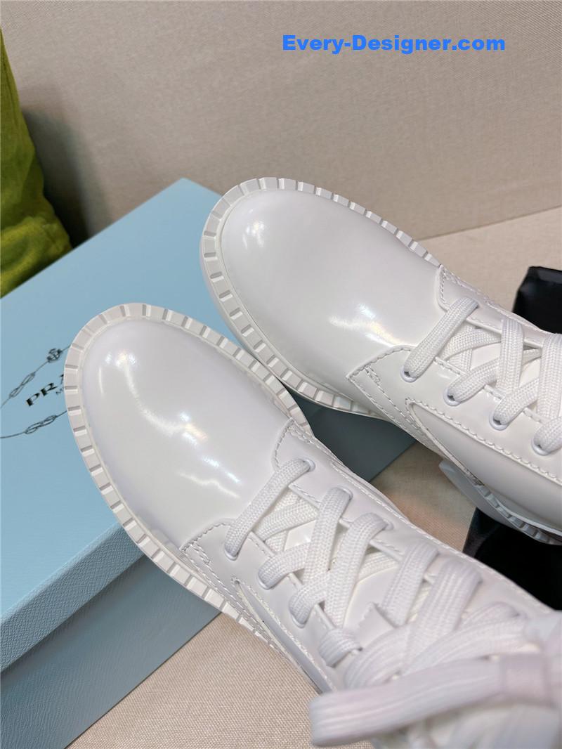 Pra*a triangle logo buckle thick-soled short boots