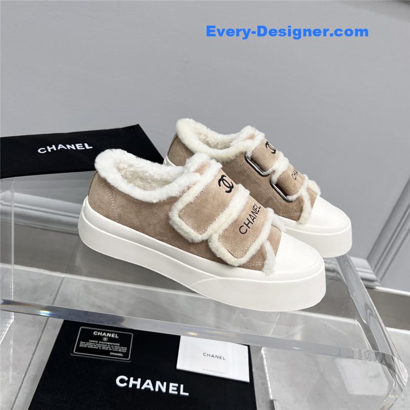 Chanel fur integrated second-hand casual shoes