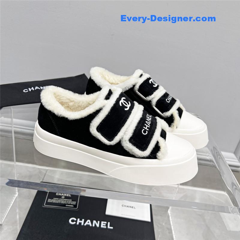 Chanel fur integrated second-hand casual shoes