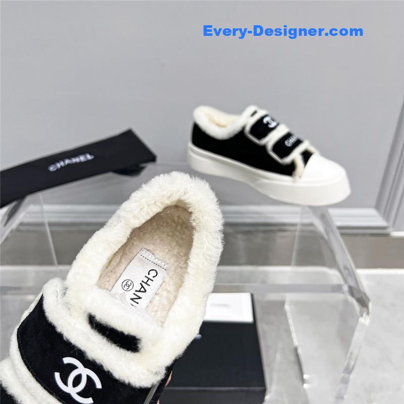 Chanel fur integrated second-hand casual shoes