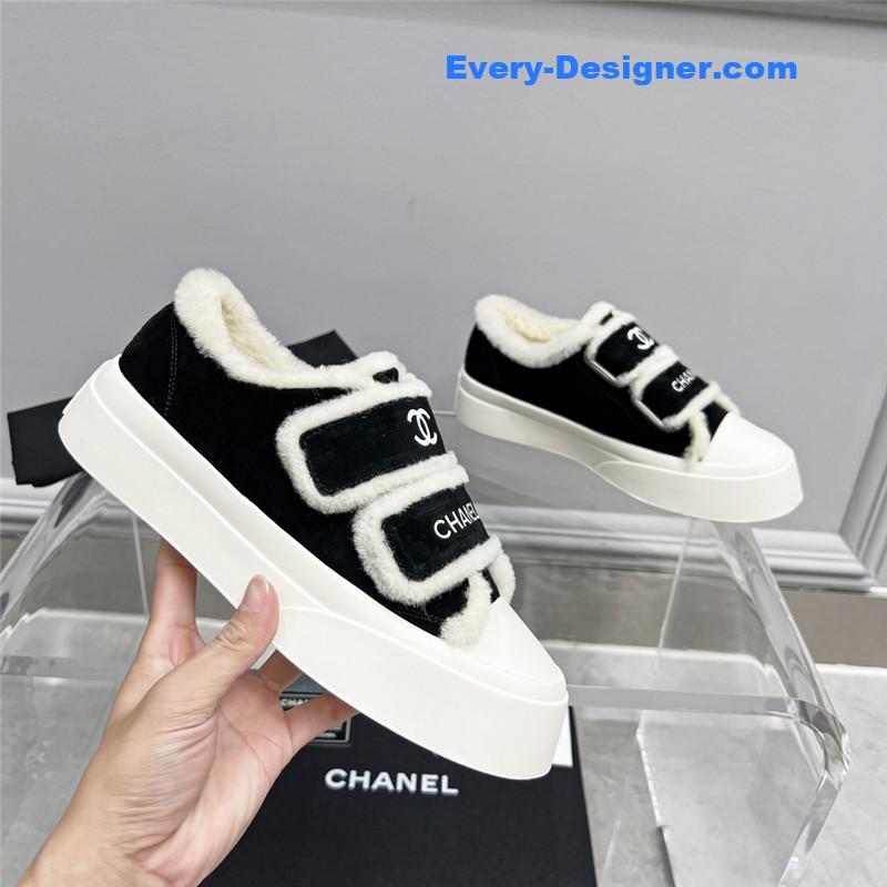 Chanel fur integrated second-hand casual shoes