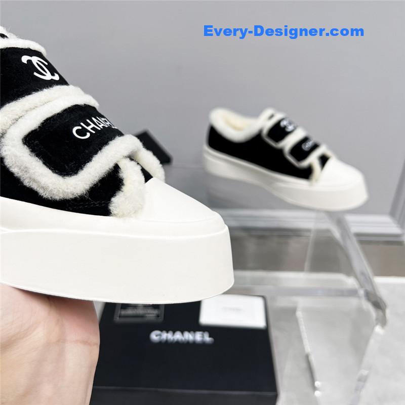 Chanel fur integrated second-hand casual shoes