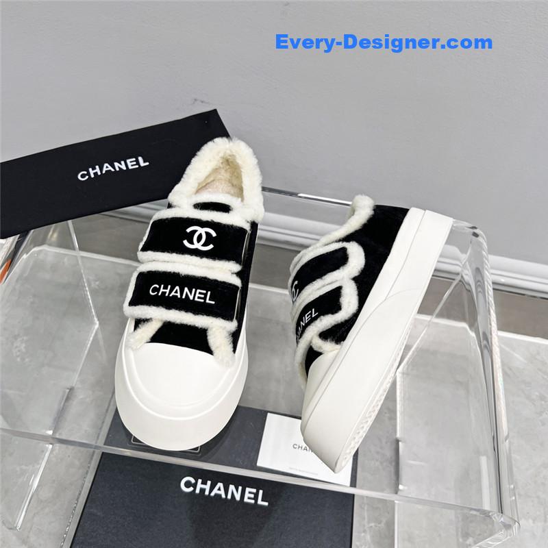 Chanel fur integrated second-hand casual shoes
