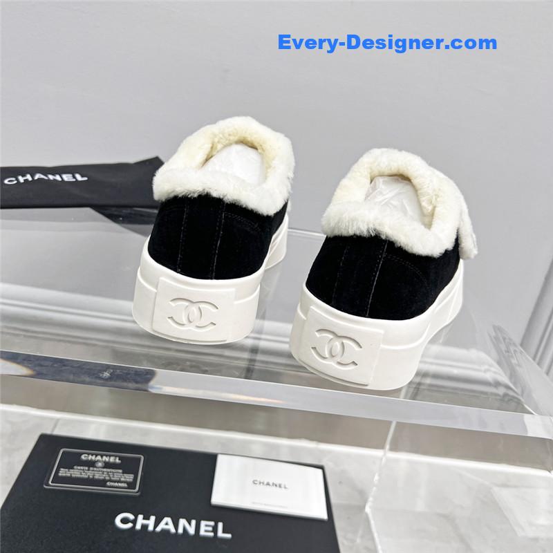 Chanel fur integrated second-hand casual shoes