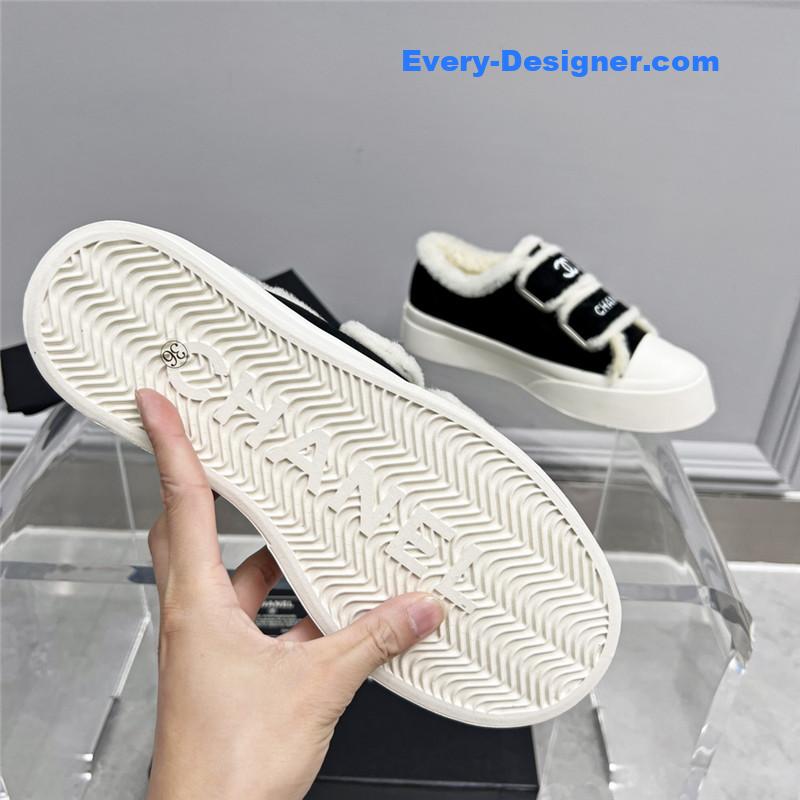 Chanel fur integrated second-hand casual shoes
