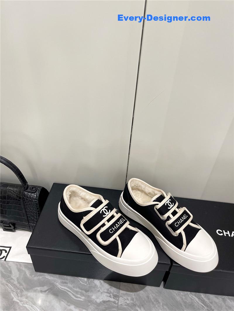 Chanel fur integrated second-hand casual shoes
