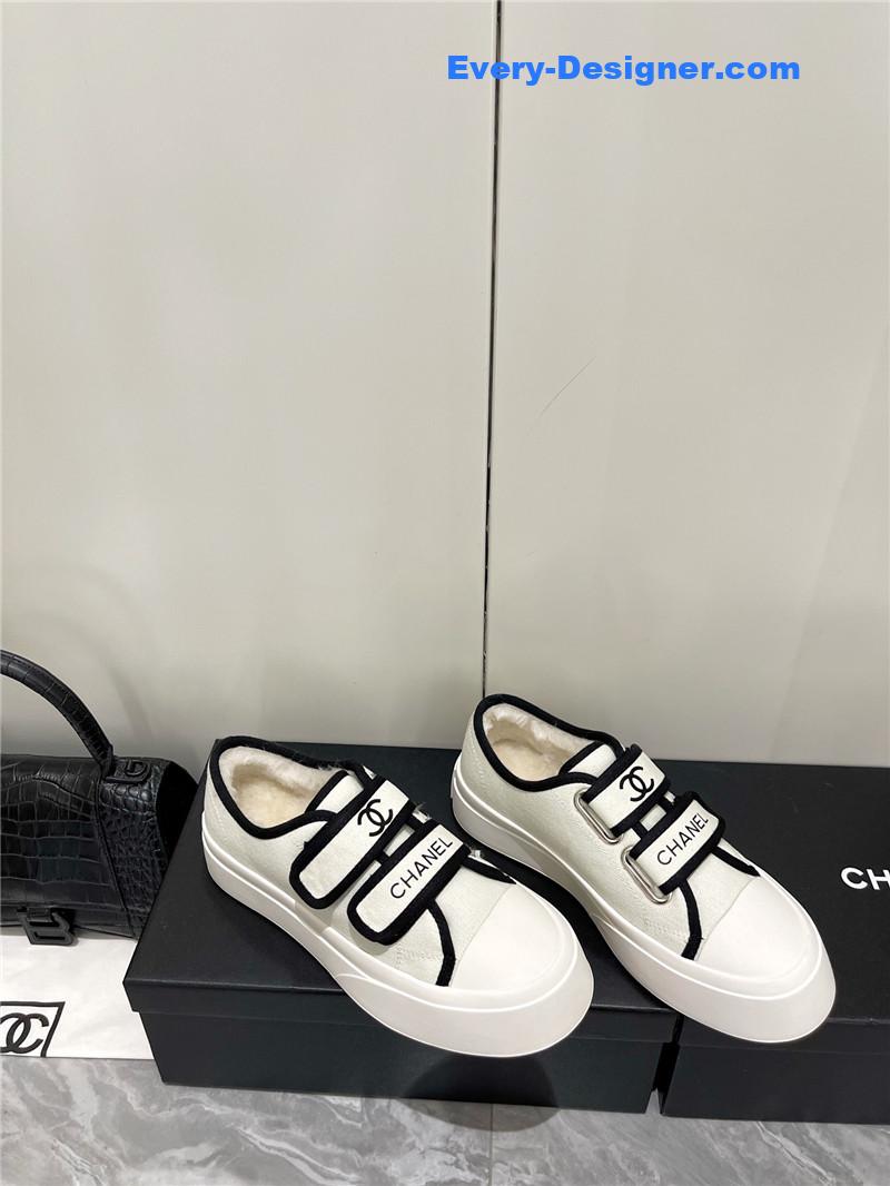 Chanel fur integrated second-hand casual shoes
