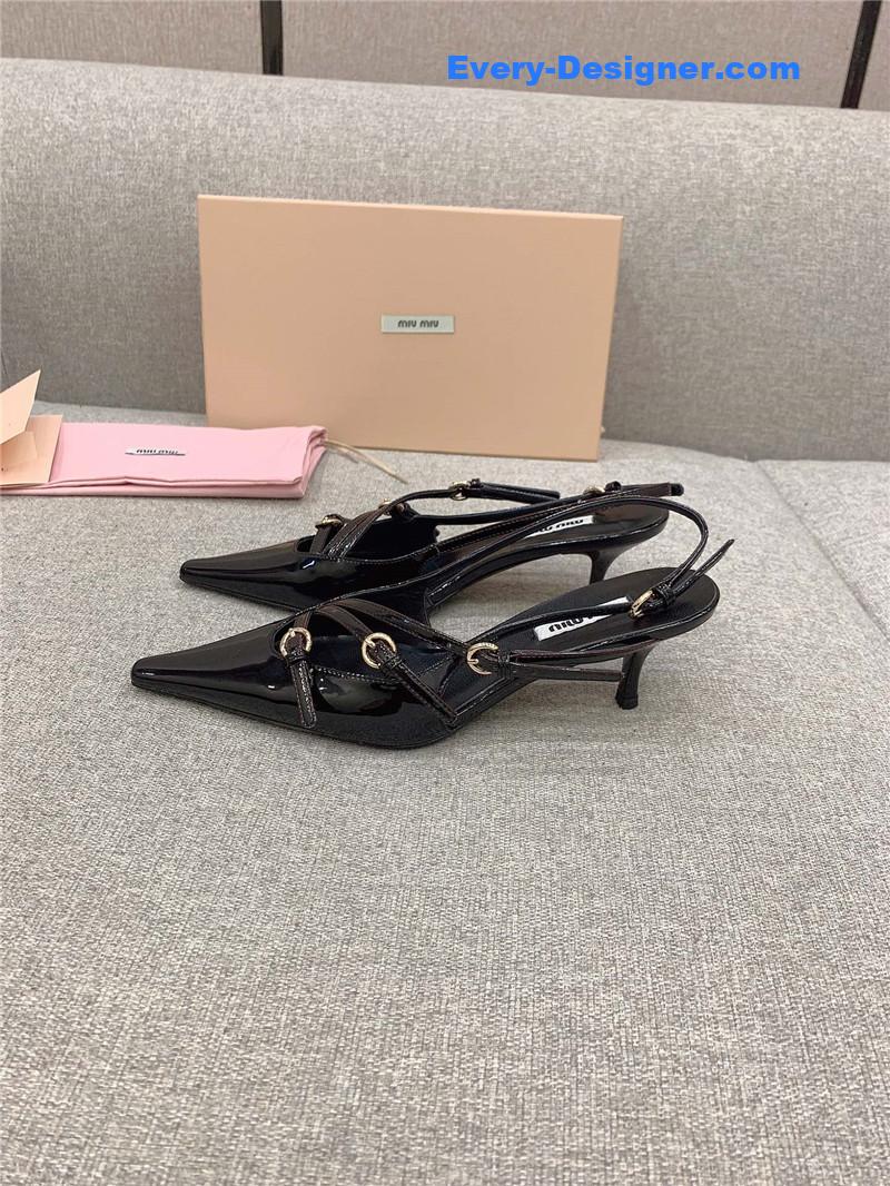 miumiu catwalk style pointed toe kitten heels