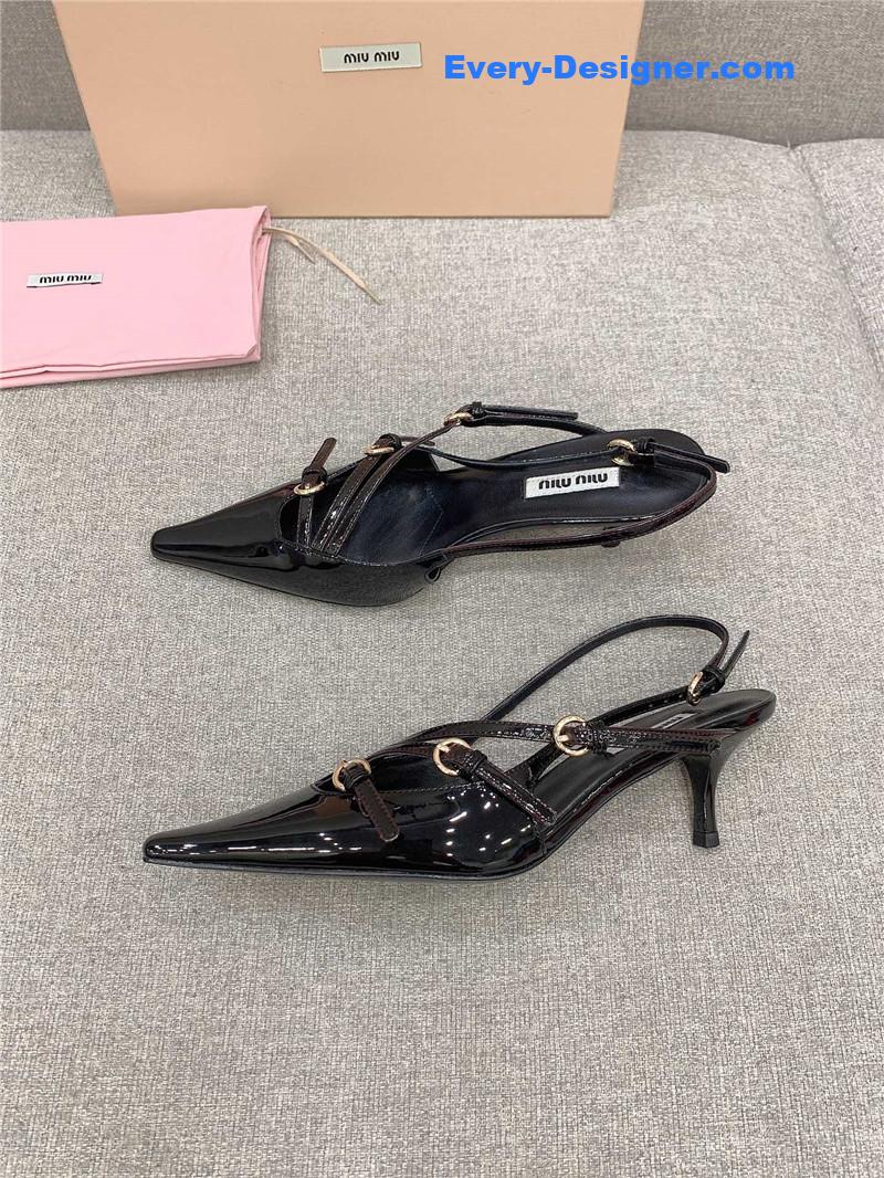 miumiu catwalk style pointed toe kitten heels