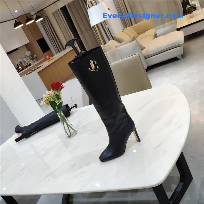 J1m*y Ch00 mahesa 100 black leather knee-high boots