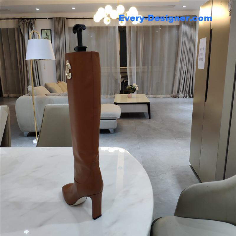 Jimmy Choo Mahesa 100 Brown Leather Knee-High Boots