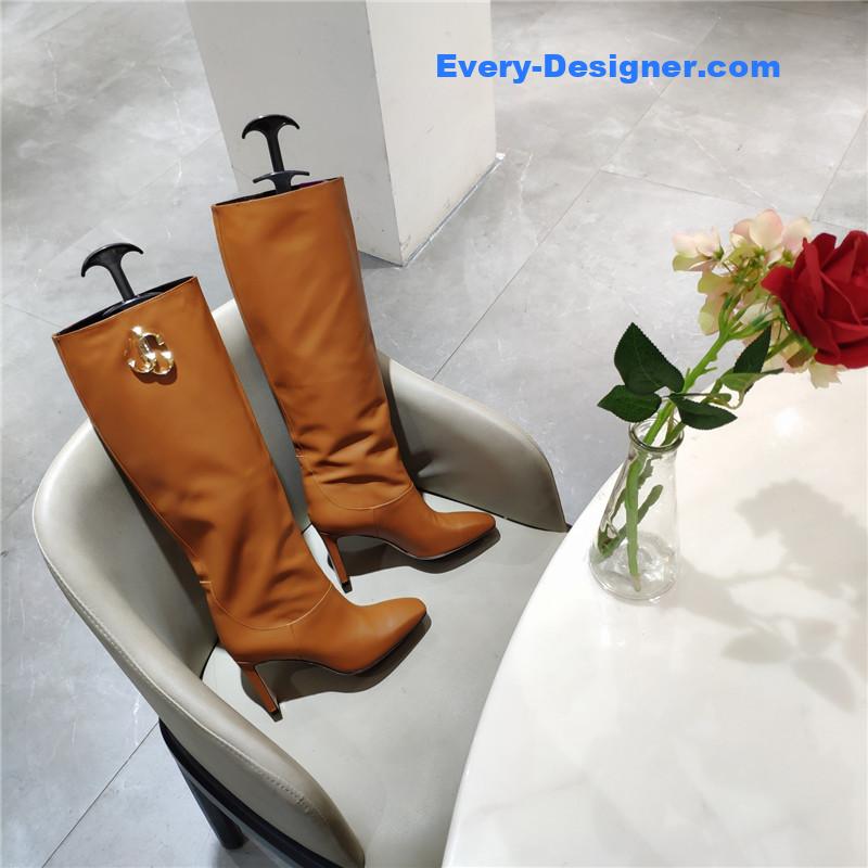 Jimmy Choo Mahesa 100 Brown Leather Knee-High Boots