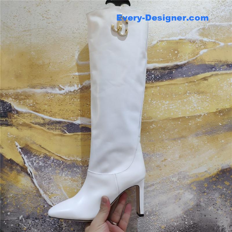 J1m*y Ch00 mahesa 100 white leather knee-high boots