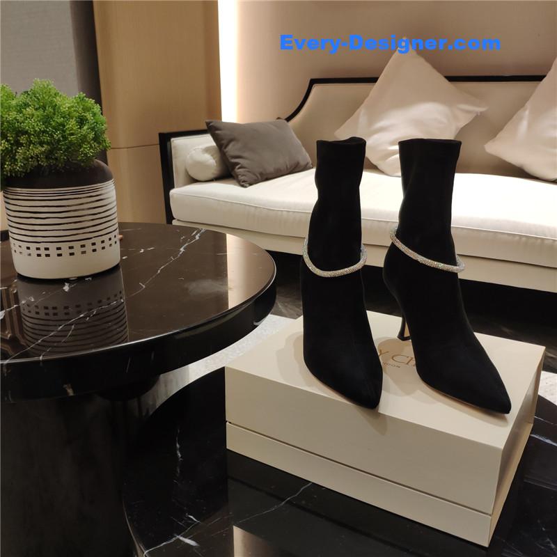 Jimmy Choo pointed toe super shiny chain high heel boots