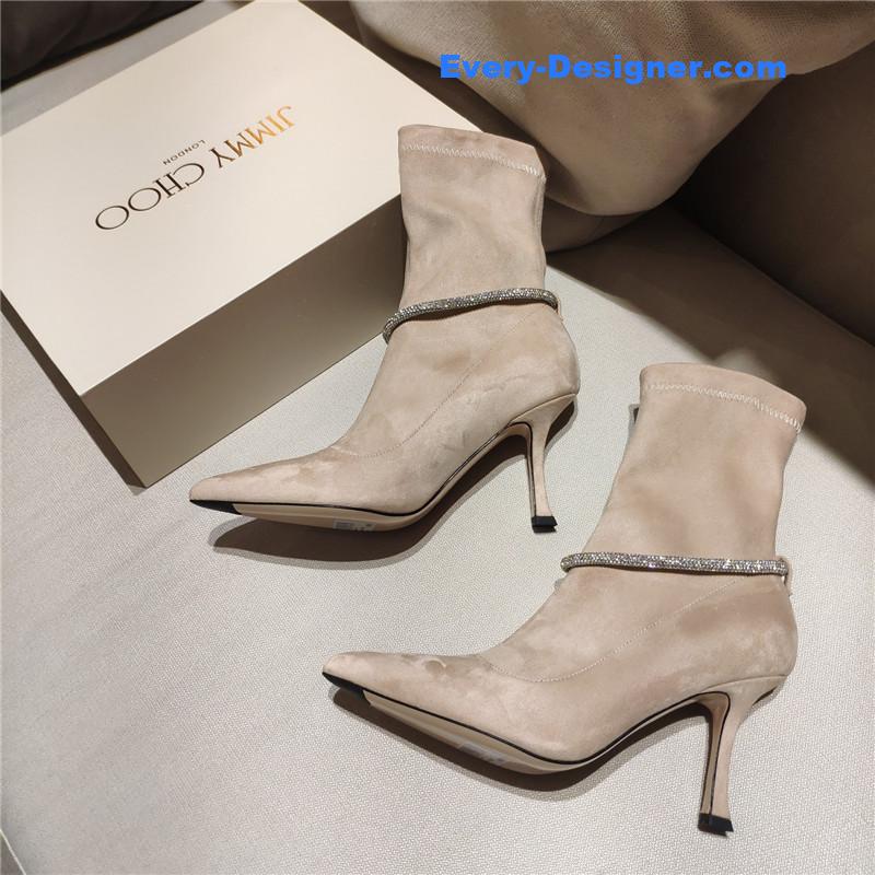 j1m*y ch00 pointed toe S*per shiny chain high heel boots