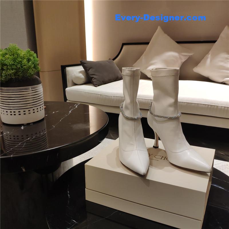 Jimmy Choo pointed toe super shiny chain high heel boots