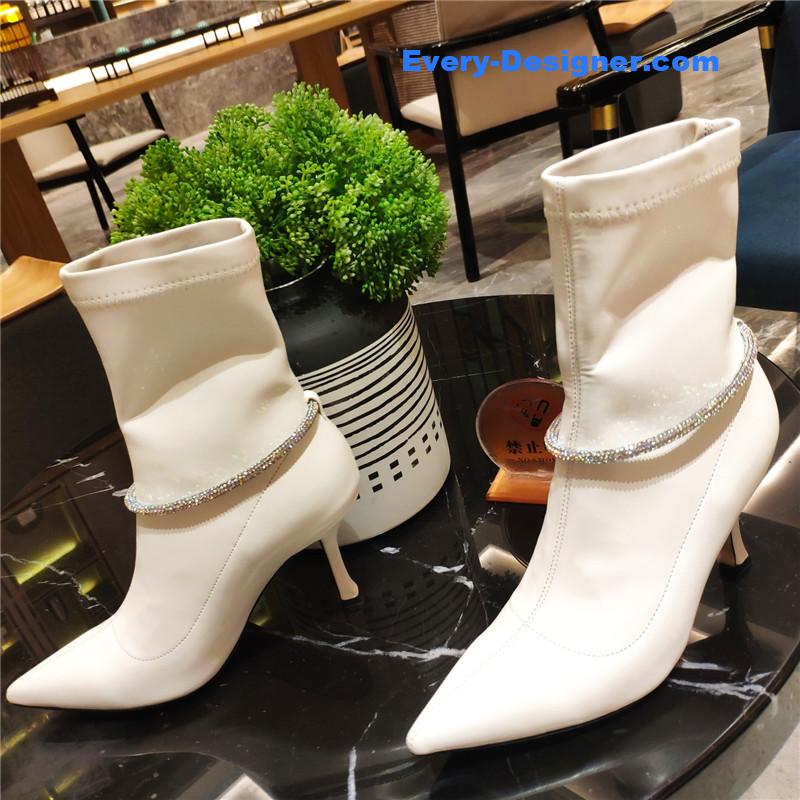 j1m*y ch00 pointed toe S*per shiny chain high heel boots