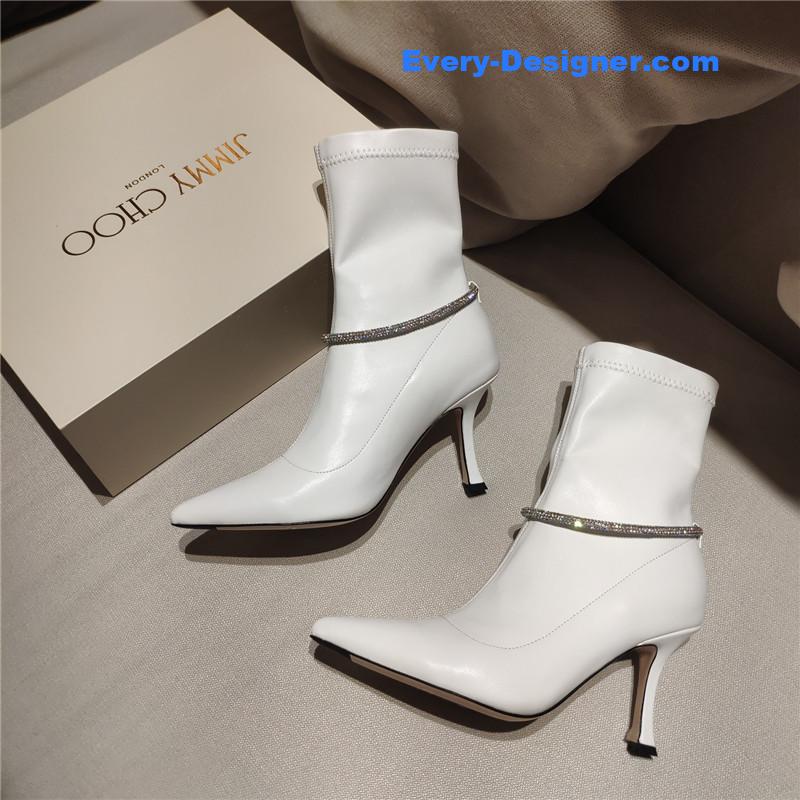 j1m*y ch00 pointed toe S*per shiny chain high heel boots