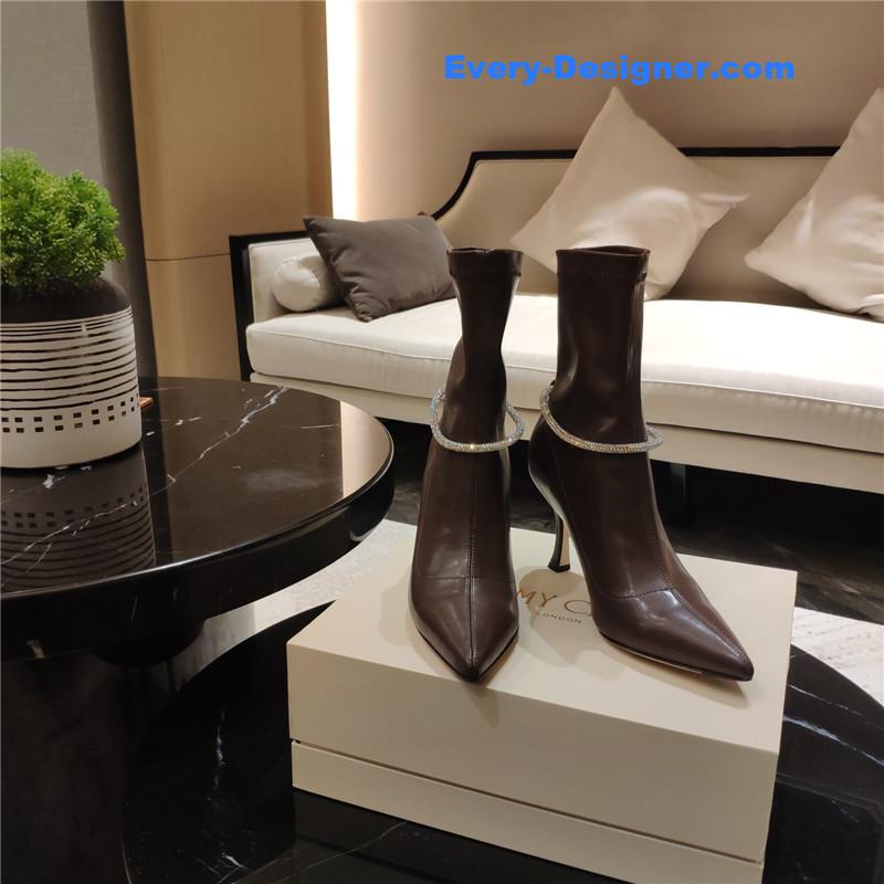 Jimmy Choo pointed toe super shiny chain high heel boots