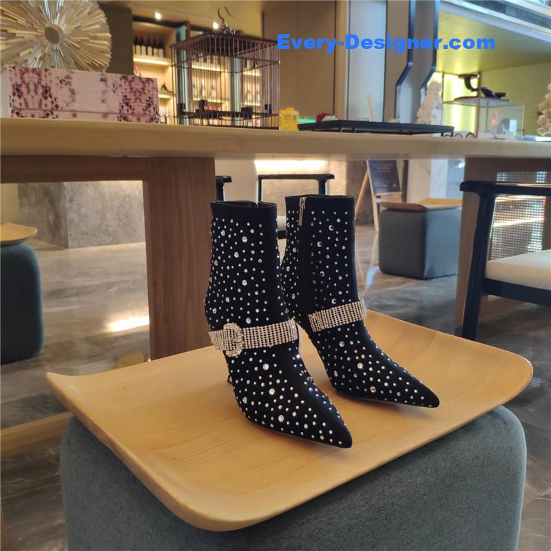 Jimmy Choo Kaza Suede Crystal-Buckle Booties