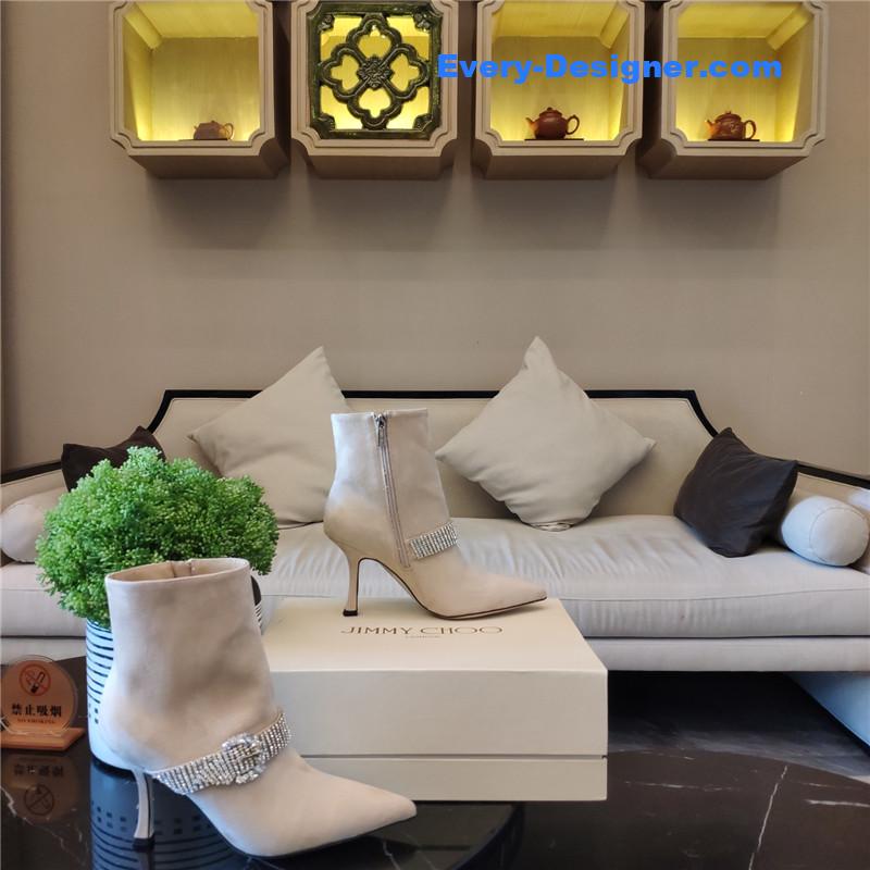 J1m*y Ch00 kaza embellished suede ankle boots