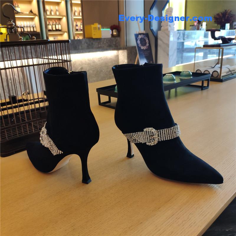 J1m*y Ch00 kaza embellished black suede ankle boots
