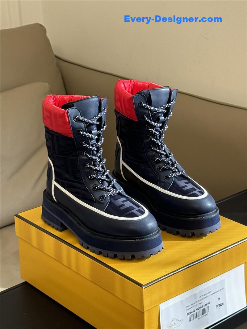 Fendi Signature Red Leather Biker Boots