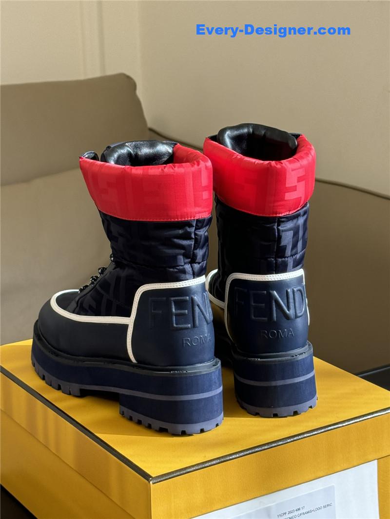 F**di signature red leather biker boots