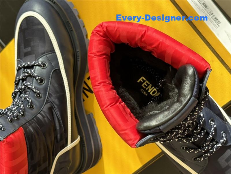 F**di signature red leather biker boots