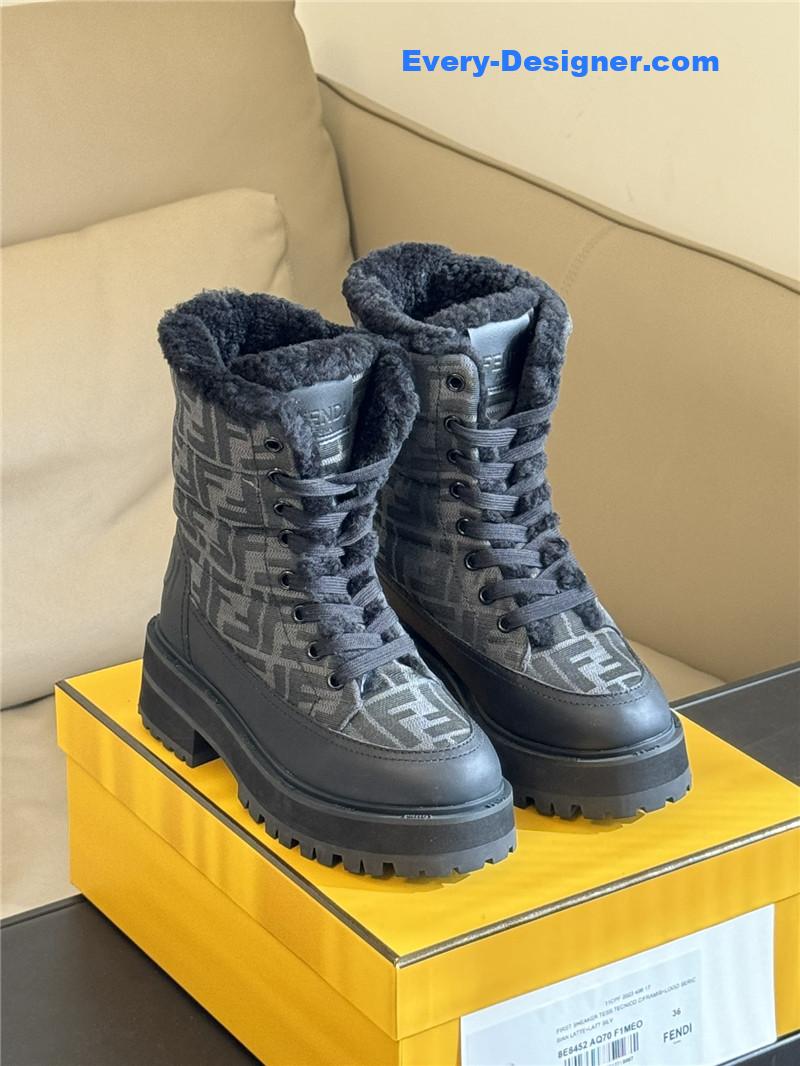 Fendi Signature FF-logo Padded Biker Boots