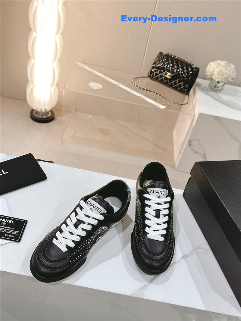 Chanel new double c rhinestone sneakers baseball shoes