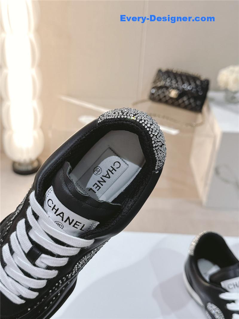 Ch**el new double c rhinestone sneakers baseball shoes