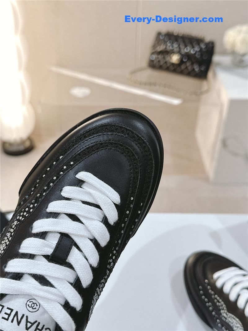 Ch**el new double c rhinestone sneakers baseball shoes