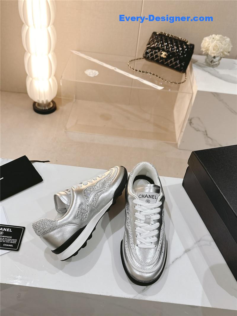 Chanel new double c rhinestone sneakers baseball shoes