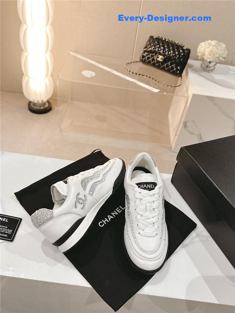 Chanel new double c rhinestone sneakers baseball shoes
