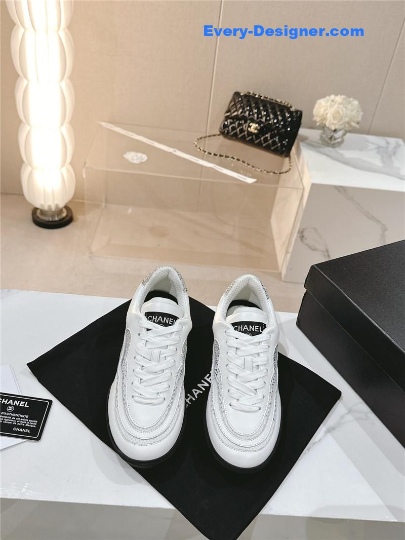Chanel new double c rhinestone sneakers baseball shoes