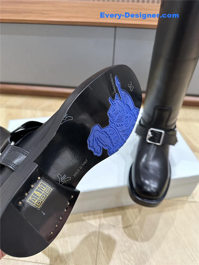 Bv*b*rry saddle leather knee high boots black