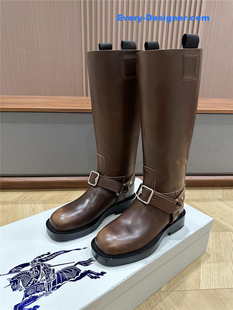 Burberry Leather Saddle High Boots