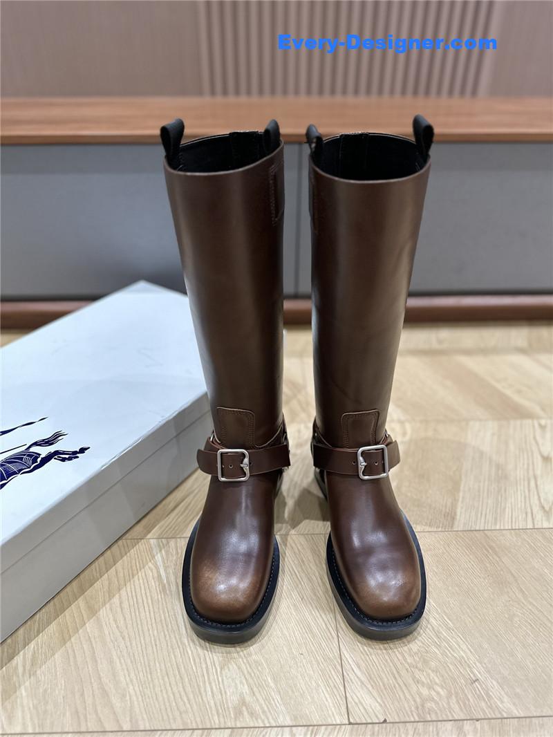 Burberry Leather Saddle High Boots