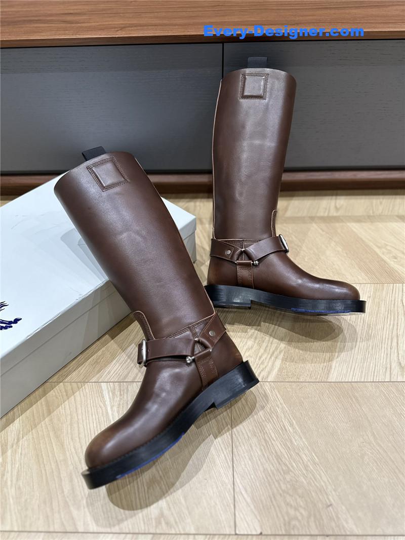 Burberry Leather Saddle High Boots