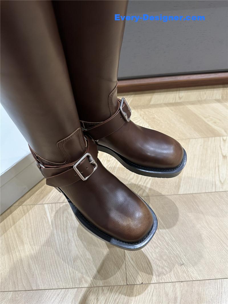 Burberry Leather Saddle High Boots